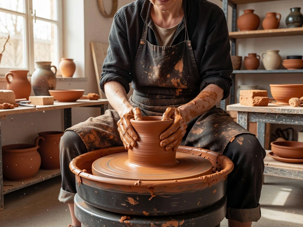 יצירת כלי חרס בסטודיו Gold Chic Ceramics